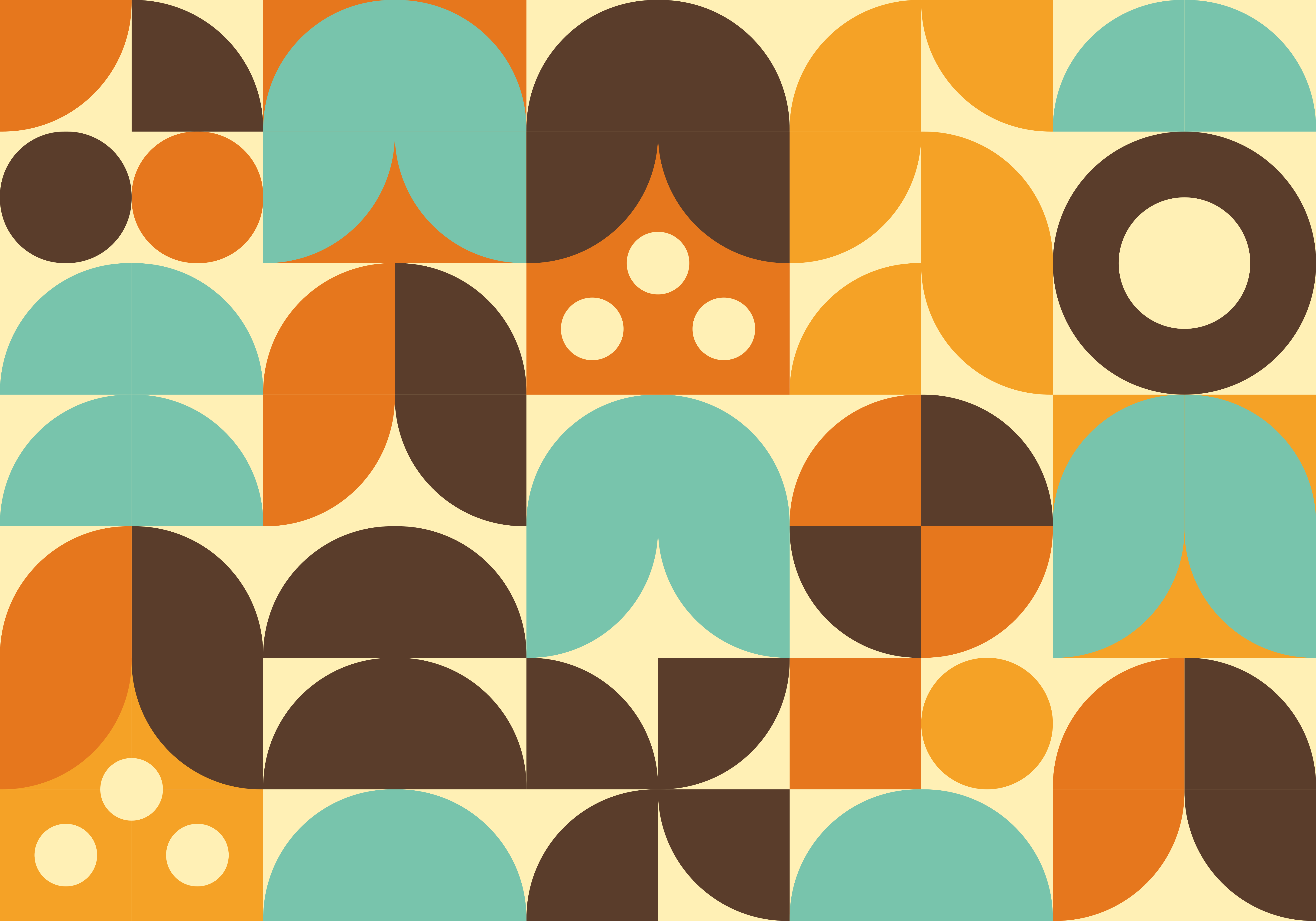 Tapis vinyle rétro formes abstraites géométriques 70's - TenStickers