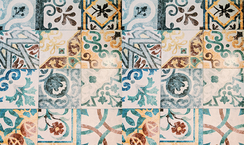 Tapis vinyle rétro motif mosaïque rétro - TenStickers