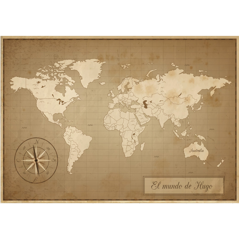Tapis vinyle carte du monde vintage avec noms - TenStickers