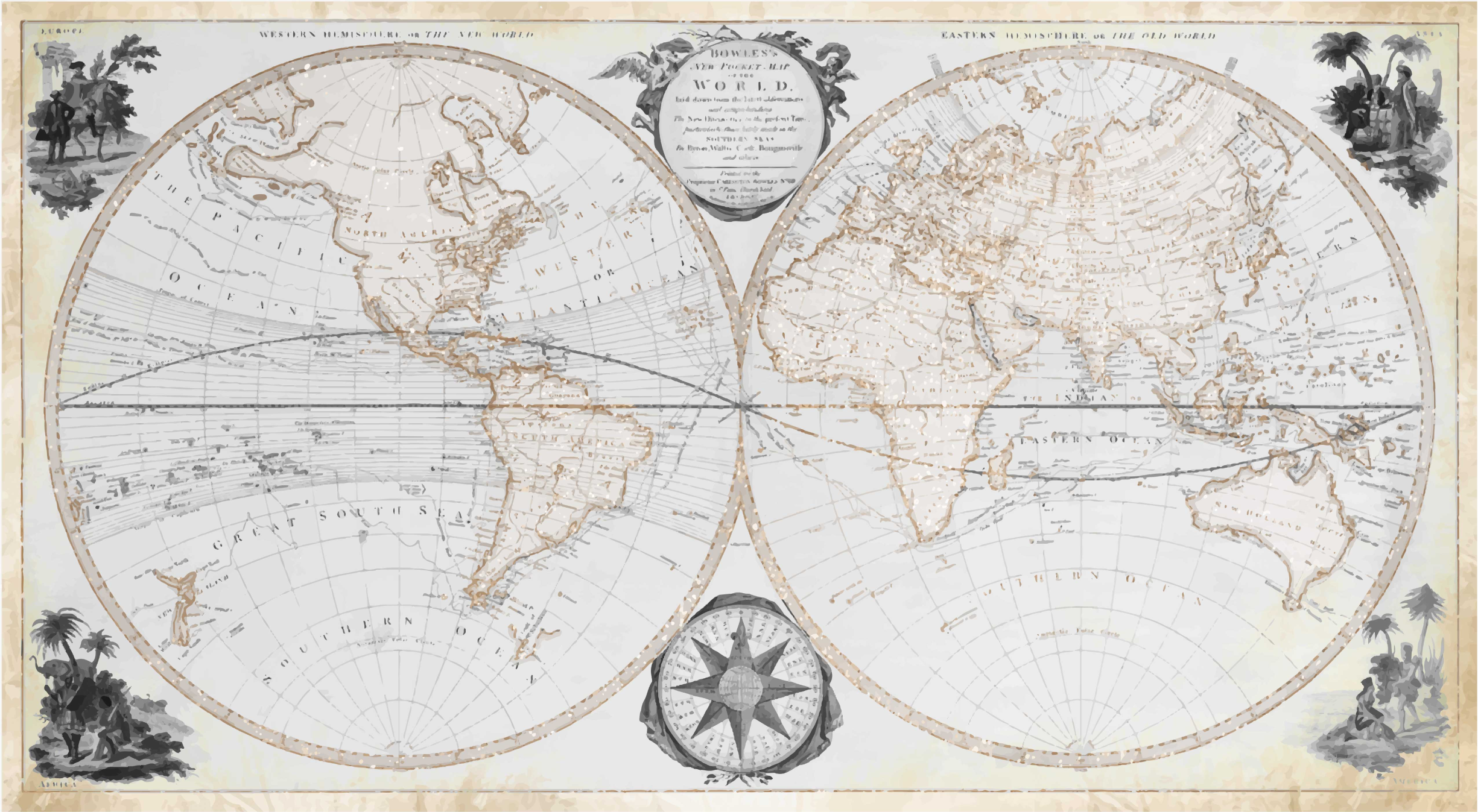 Tapis vinyle carte du monde aquarelle vintage - TenStickers