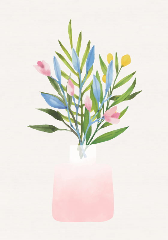 Tapis vinyle fleurs et plantes en pot - TenStickers