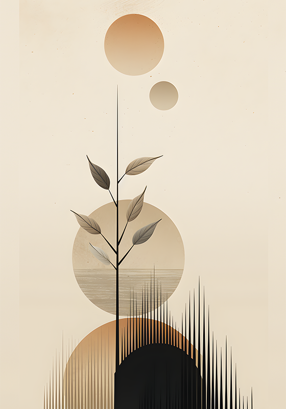Tapis vinyle fleurs et plantes style bohème abstrait - TenStickers