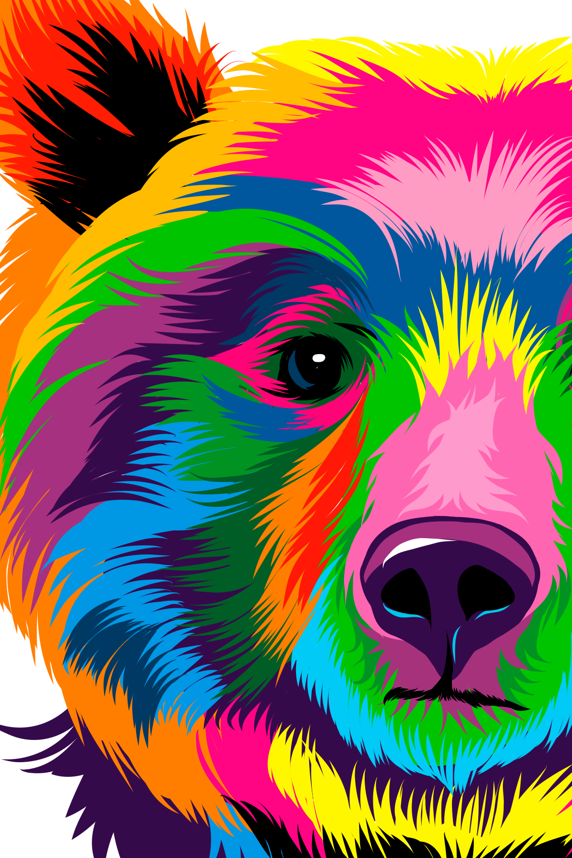 Tapis vinyles géométriques ours coloré - TenStickers