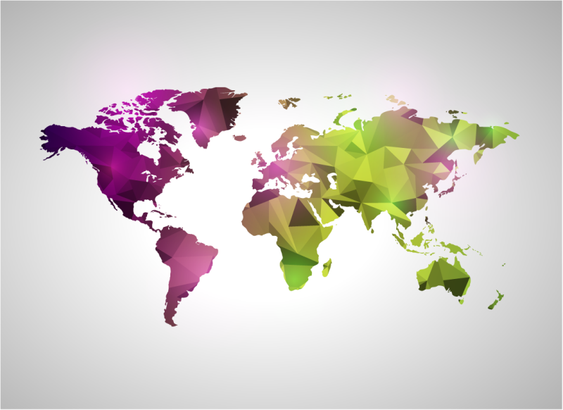Tapis vinyles géométriques carte du monde géométrique - TenStickers