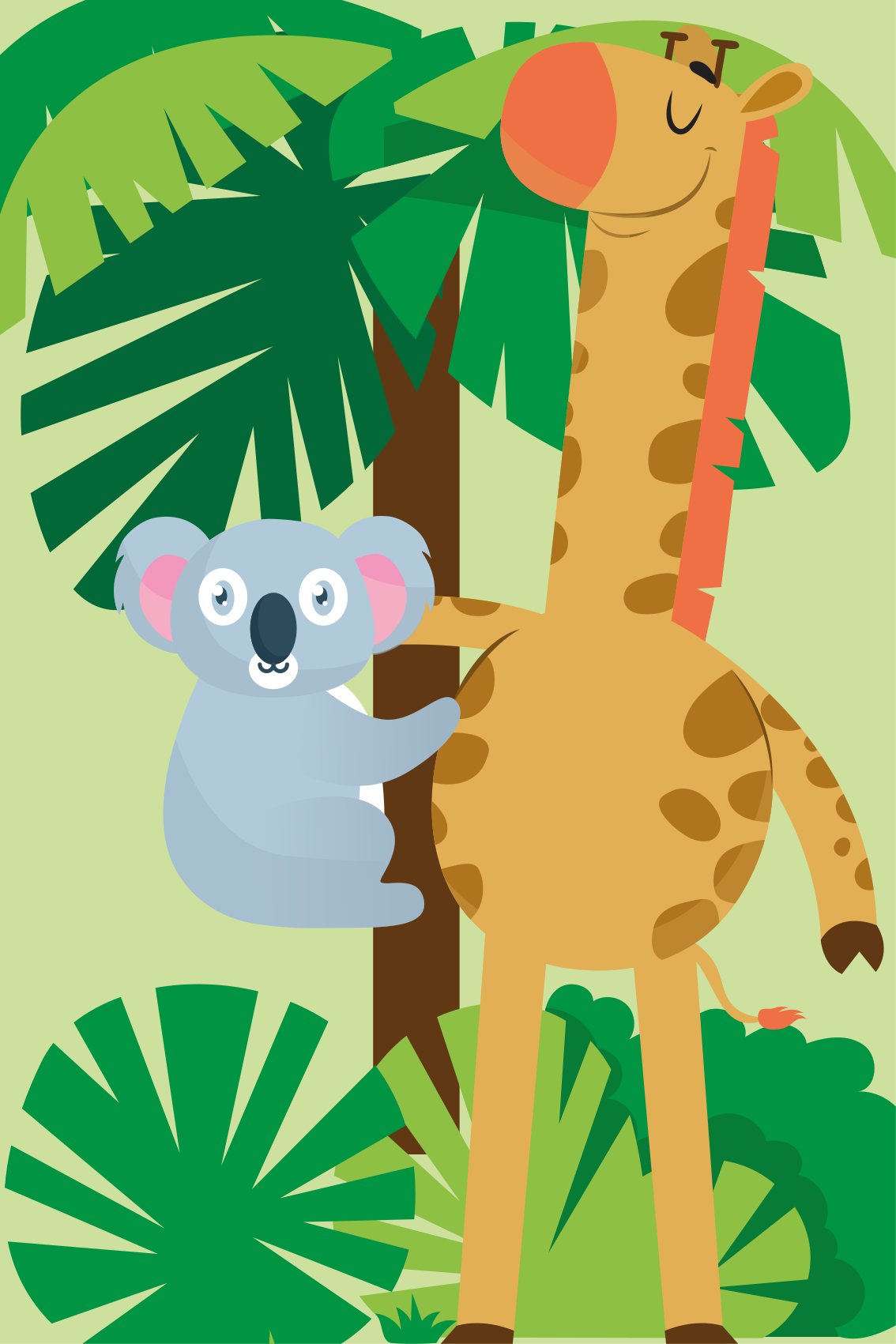 Tapis vinyle pour enfants koalas et girafe 4 - TenStickers