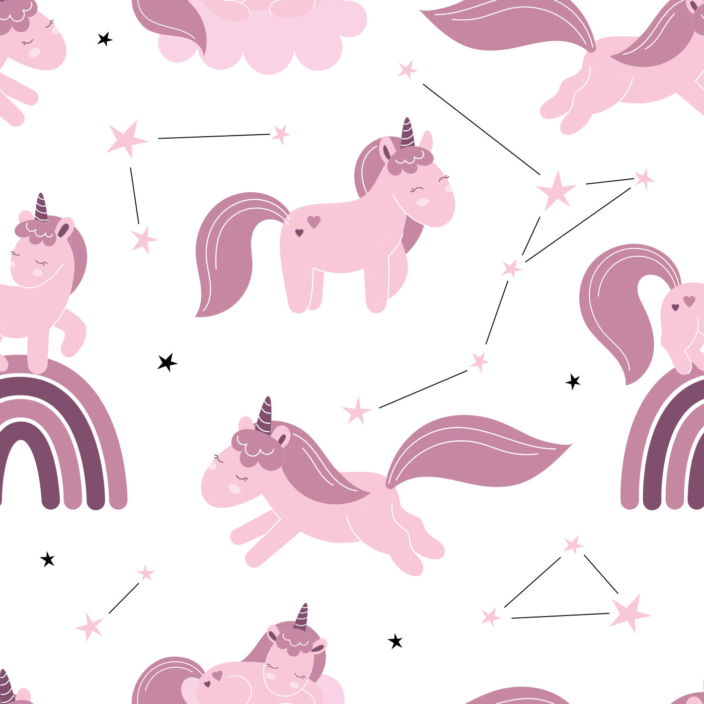 Tapis vinyle pour enfants licornes drôles et constellations - TenStickers