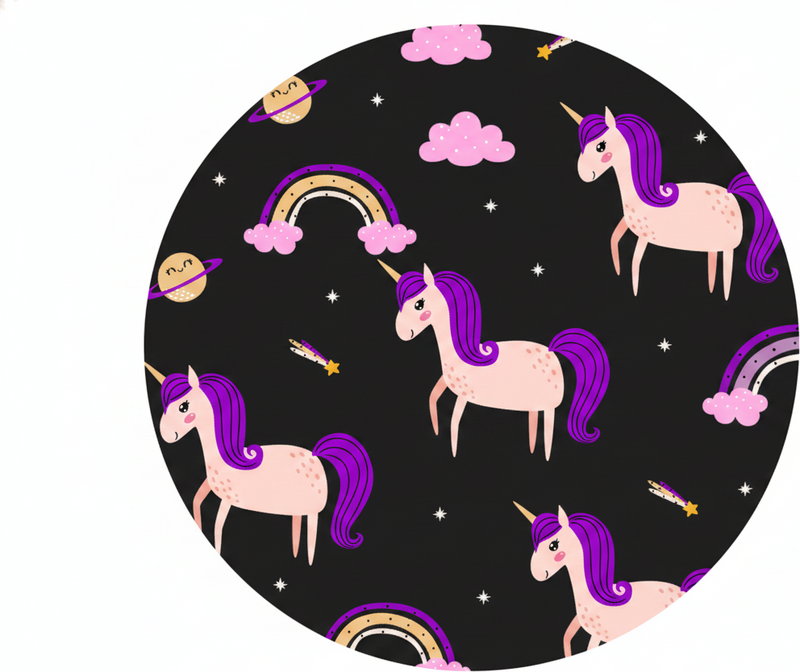 Tapis vinyle pour enfants licornes artistiques sur fond noir - TenStickers