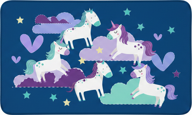 Tapis vinyle pour enfants licornes mignonnes nuages étoiles - TenStickers