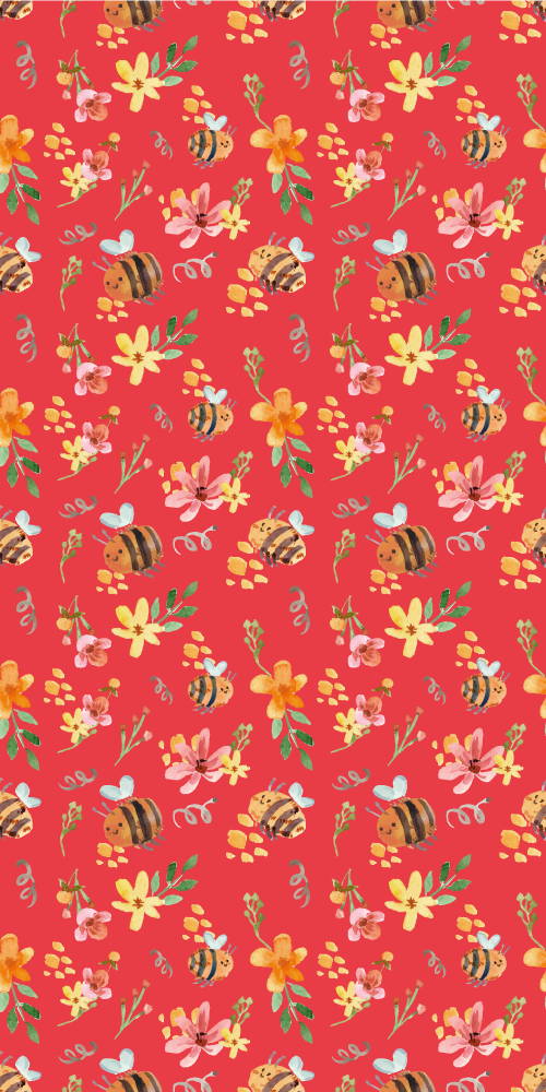 Tapis vinyle salon abeilles et fleurs rétro - TenStickers
