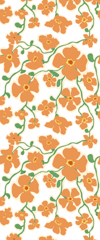 Tapis vinyle salon fleurs marguerites vert orange - TenStickers