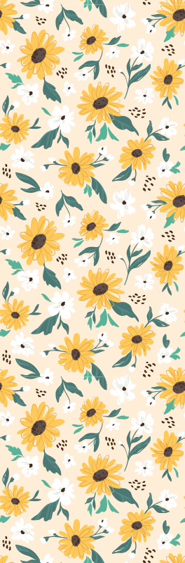 Tapis vinyle couloir fond beige tournesol - TenStickers
