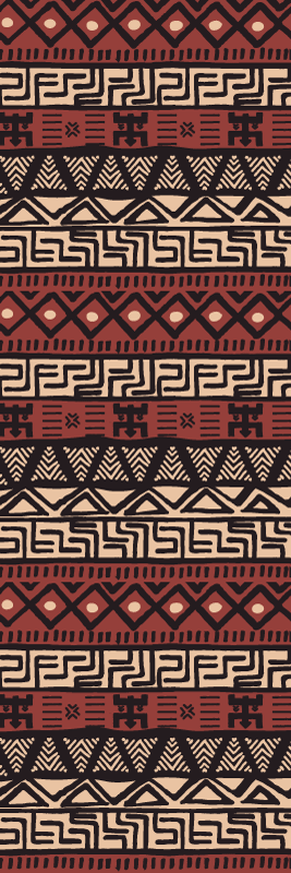 Tapis vinyle couloir motif tribal rouge foncé - TenStickers
