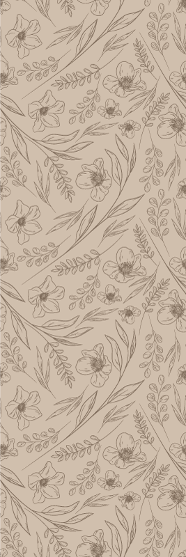 Tapis vinyle beige motif floral taupe - TenStickers