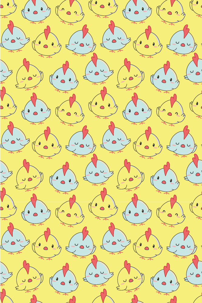 Tapis vinyle jaune motif de poussins mignons - TenStickers