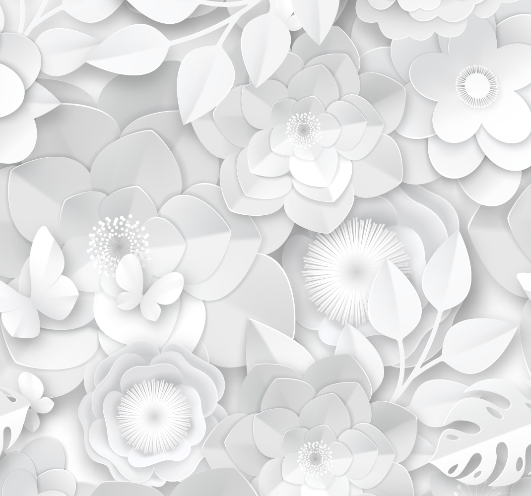 Tapis vinyle blanc fleurs blanches en 3d - TenStickers