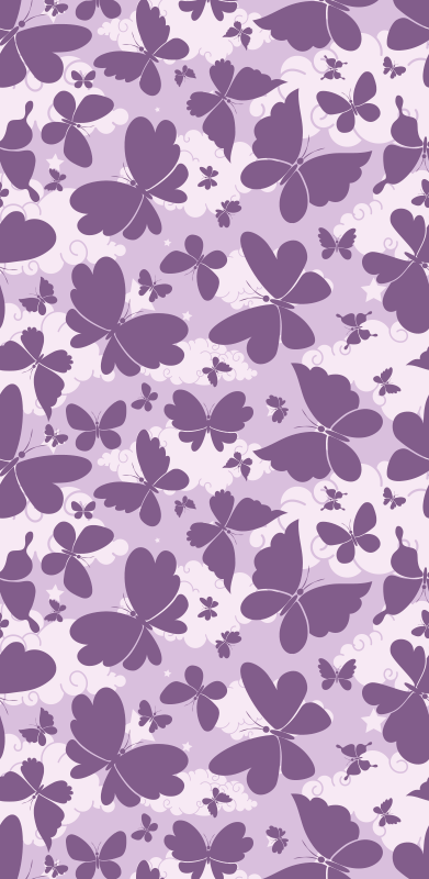 Tapis vinyle violet motif papillons ciel nuageux - TenStickers