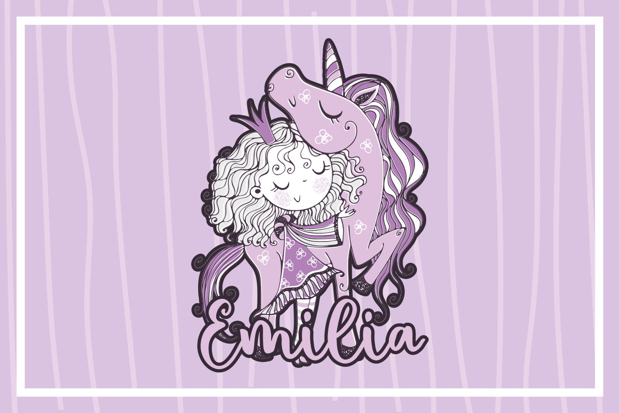 Tapis vinyle violet princesse artistique avec licorne - TenStickers