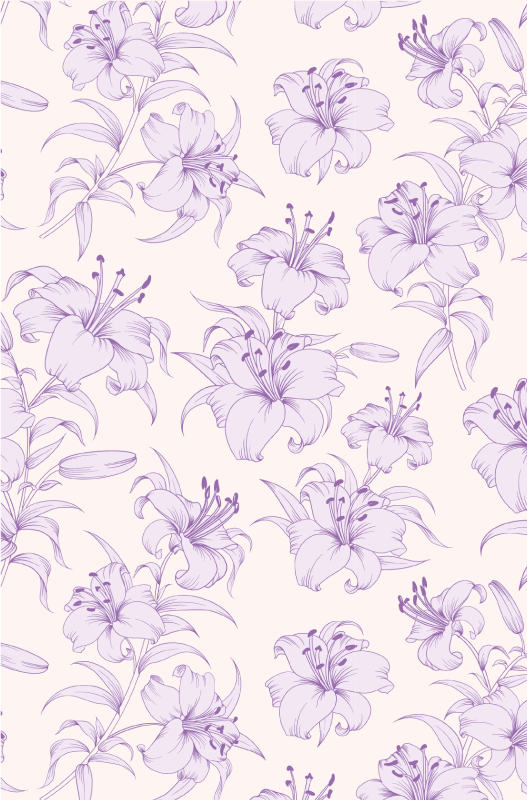 Tapis vinyle violet design floral de lys en fleurs - TenStickers