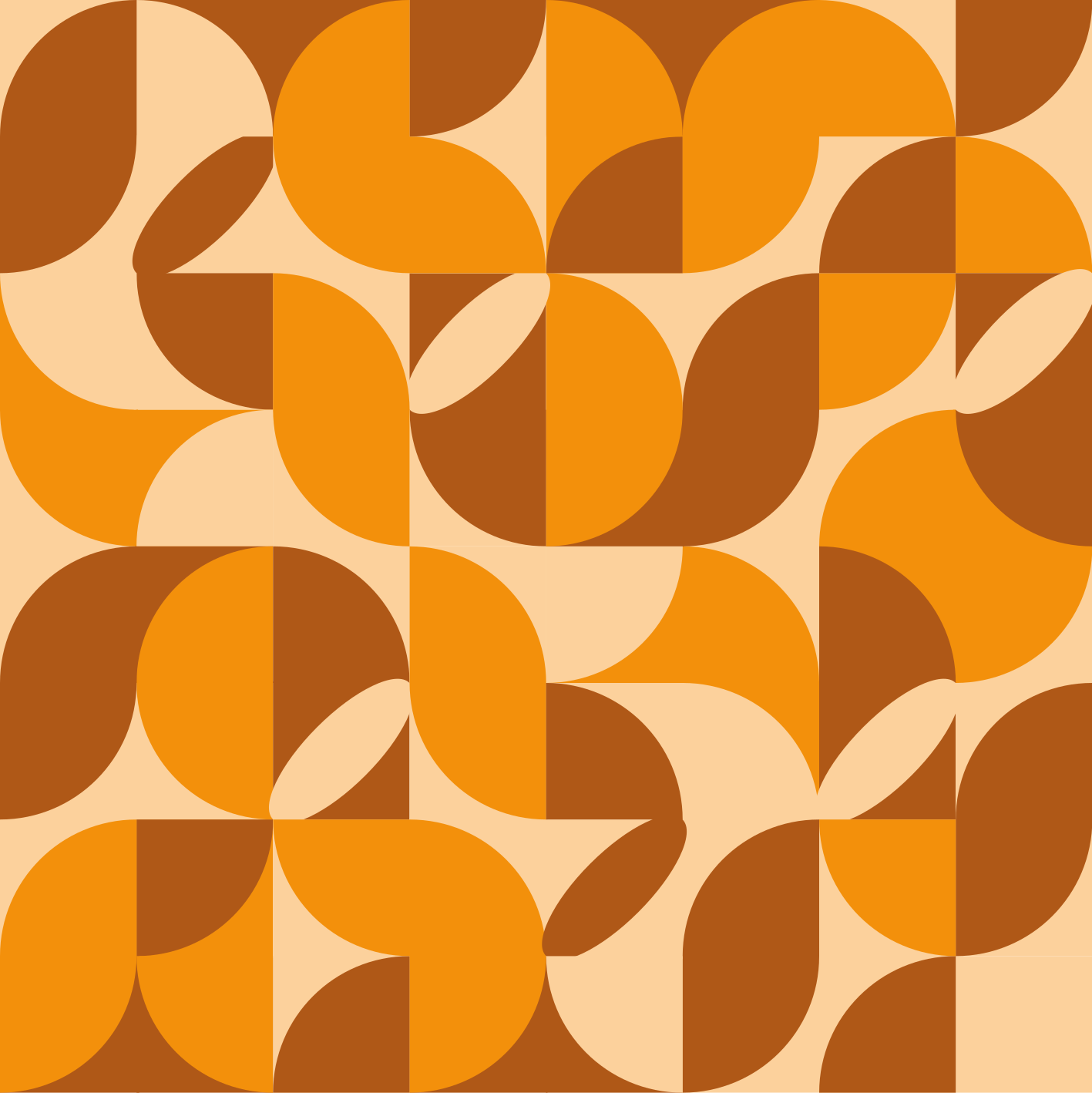 Tapis vinyle orange motifs rétro orange - TenStickers