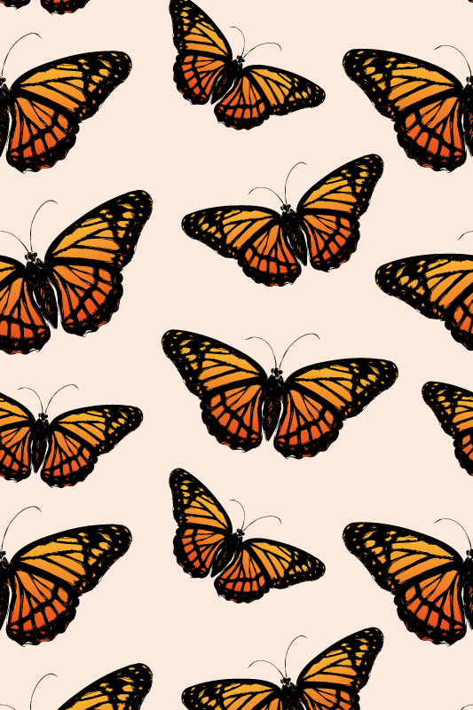 Tapis vinyle orange ailes de papillon vintage - TenStickers