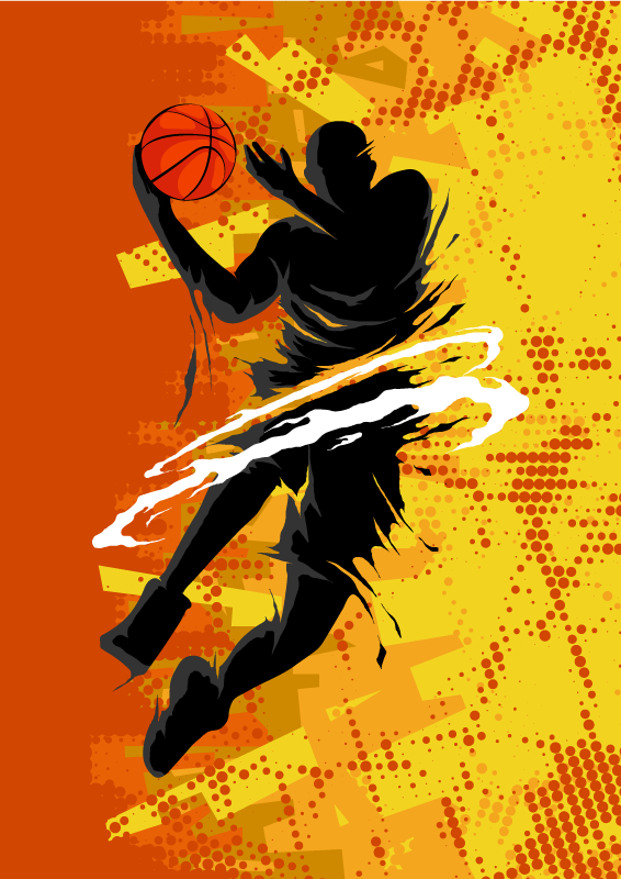 Tapis vinyle orange joueur de basket - TenStickers