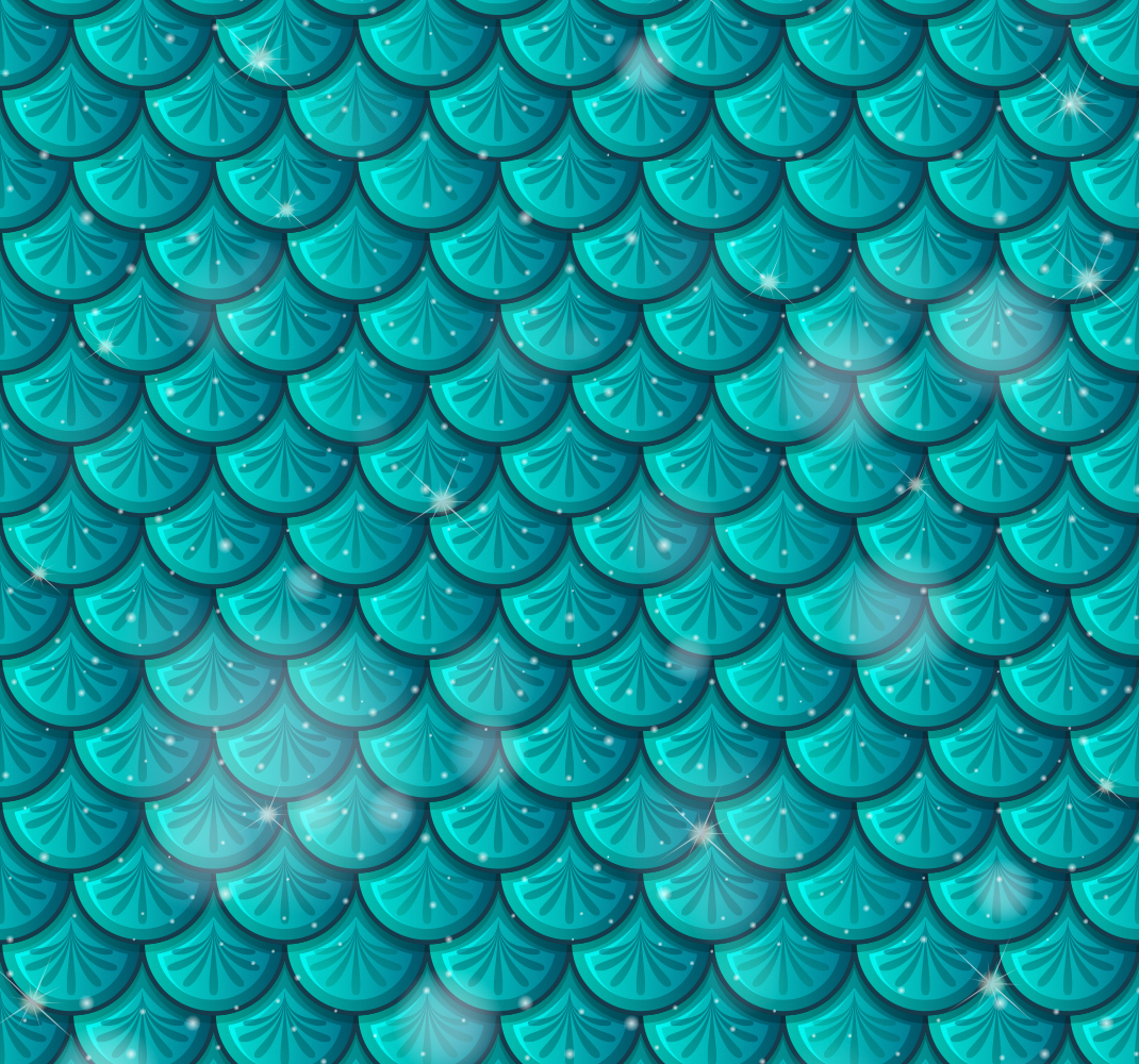 Tapis vinyle vert écailles de sirène bleues - TenStickers