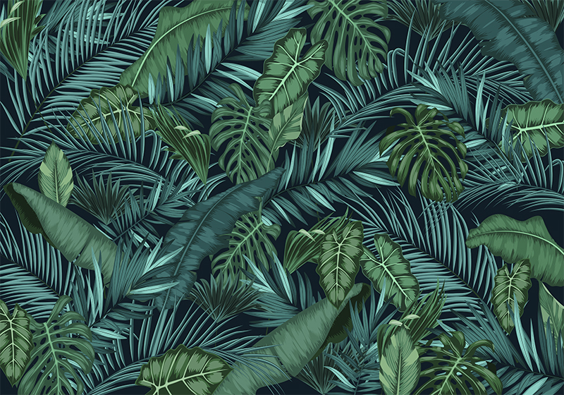 Tapis vinyle vert jungle murale - TenStickers