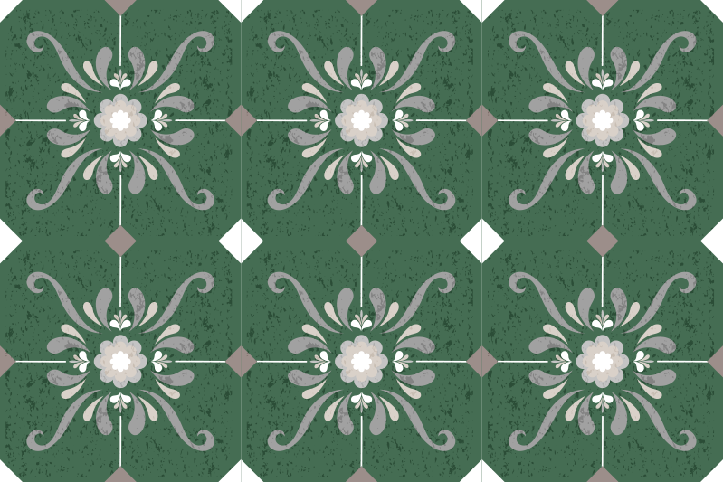 Tapis vinyle vert carreaux de style ancien - TenStickers
