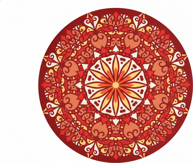 Tapis vinyle rouge mandala coloré ornemental luxe - TenStickers