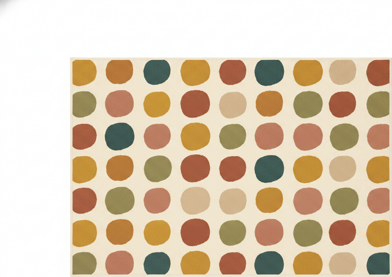 Tapis vinyle rouge motif à pois couleurs boho - TenStickers