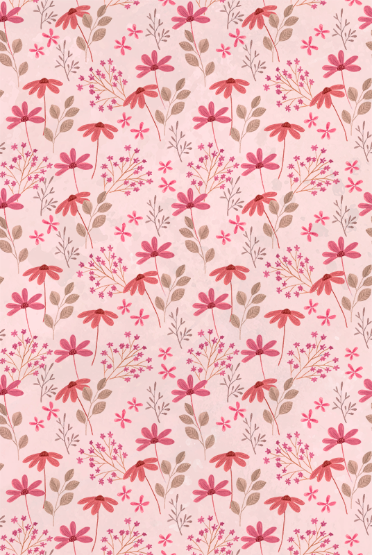 Tapis vinyle rose fleurs petites - TenStickers