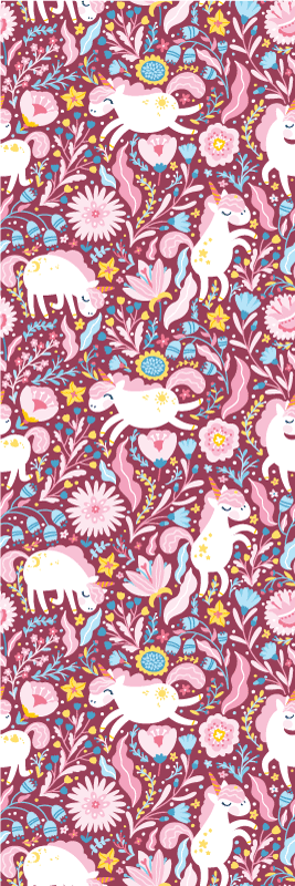 Tapis vinyle rose motif de licornes magnifiques - TenStickers