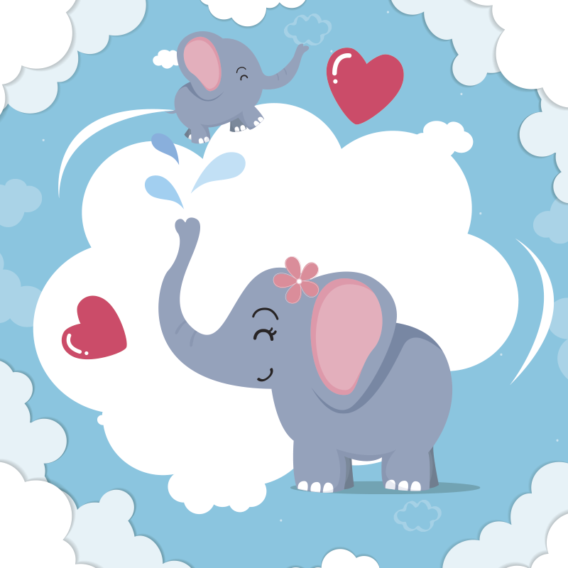 Tapis vinyle bébé adorable Elephant Cloudscape - TenStickers