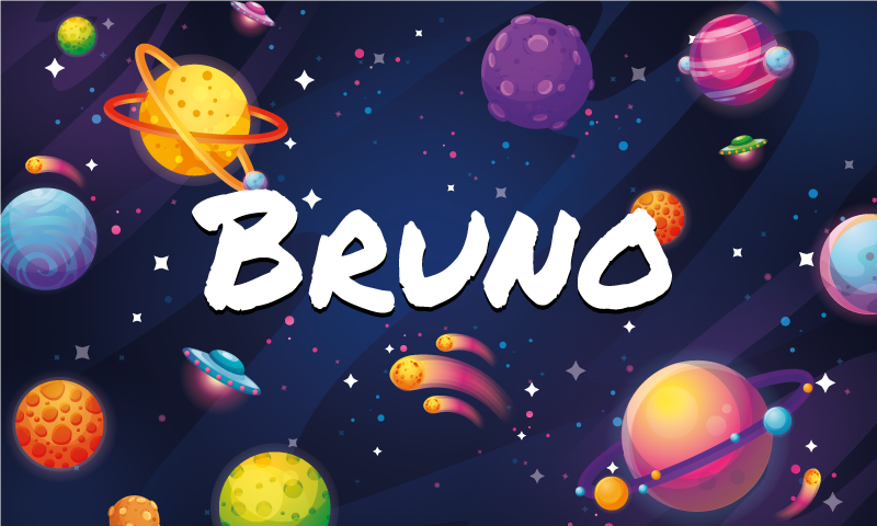 Tapis vinyle univers et planètes avec nom - TenStickers