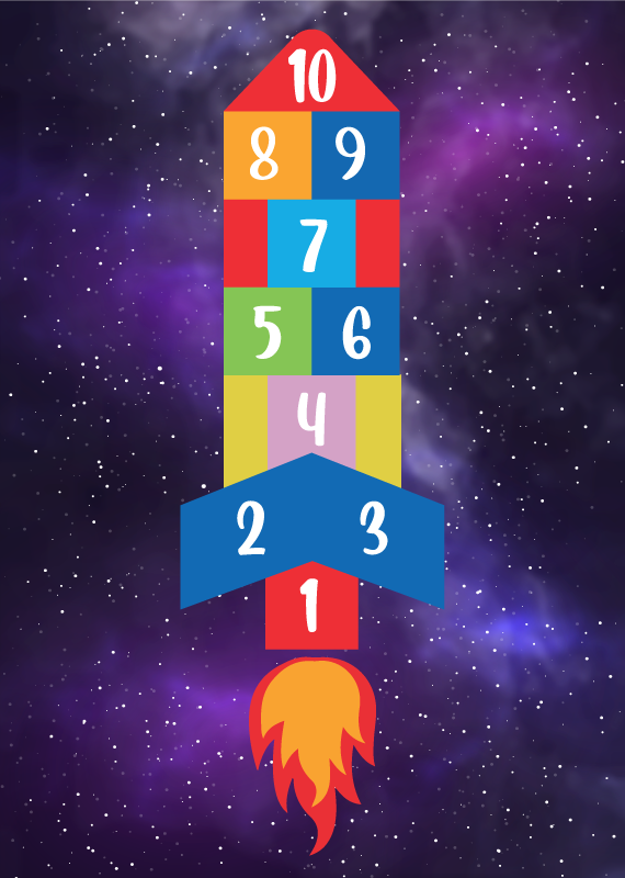 Tapis vinyle jeux marelle galactique - TenStickers