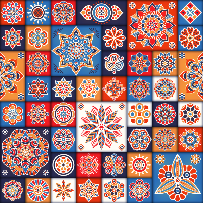 Tapis vinyles géométriques carrelage en mosaïque - TenStickers