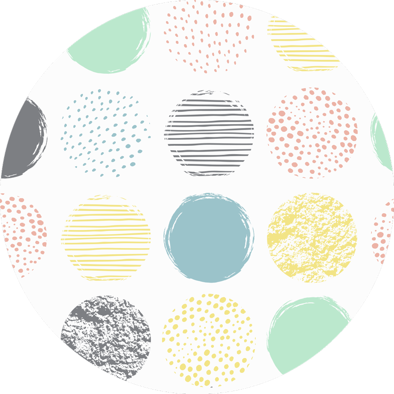 Tapis rond en vinyle à pois dans des tons pastel - TenStickers
