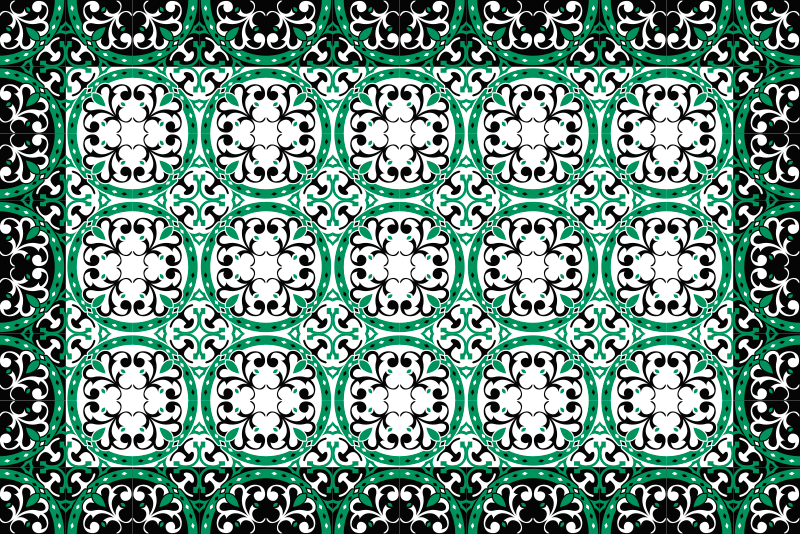 Tapis vinyle carreaux de ciment mosaïque ornée - TenStickers