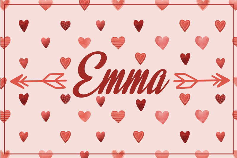 Tapis vinyle avec nom thème coeur personnalisé - TenStickers