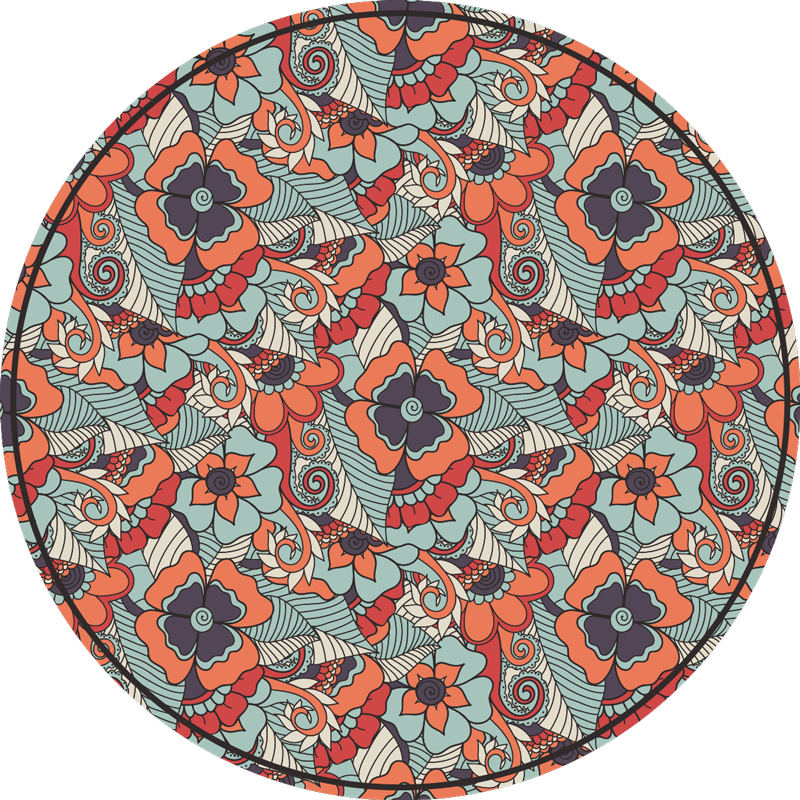 Tapis vinyle fleurs et plantes motif de mandala floral - TenStickers