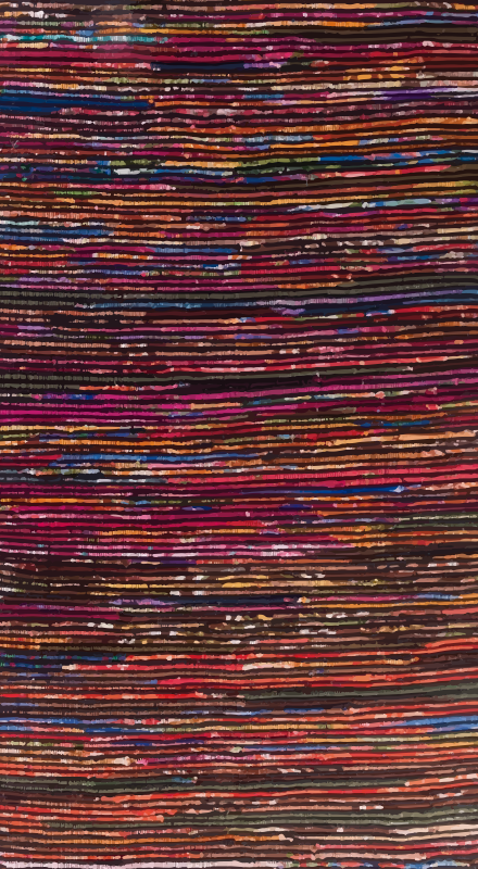 Tapis vinyle rayures bandes multicolores - TenStickers