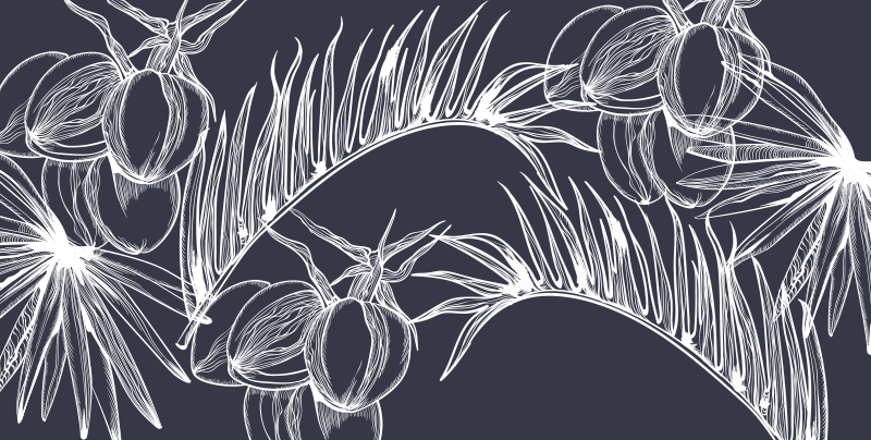 Tapis vinyle fleurs et plantes dessin au trait botanique - TenStickers