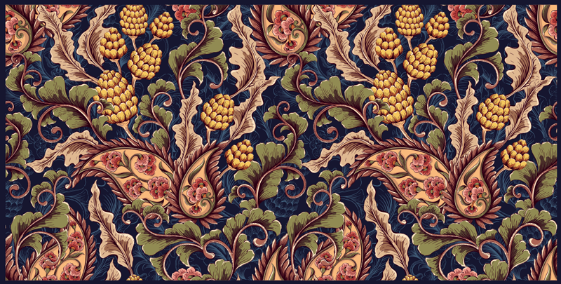 Tapis vinyle fleurs et plantes ornementation florale - TenStickers