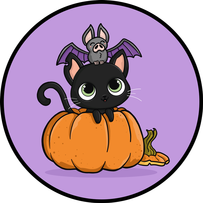 Tapis vinyle pour halloween chat chauve-souris halloween - TenStickers