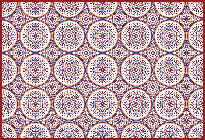 Tapis vinyle carreaux de ciment motif de cercle en mosaïque - TenStickers