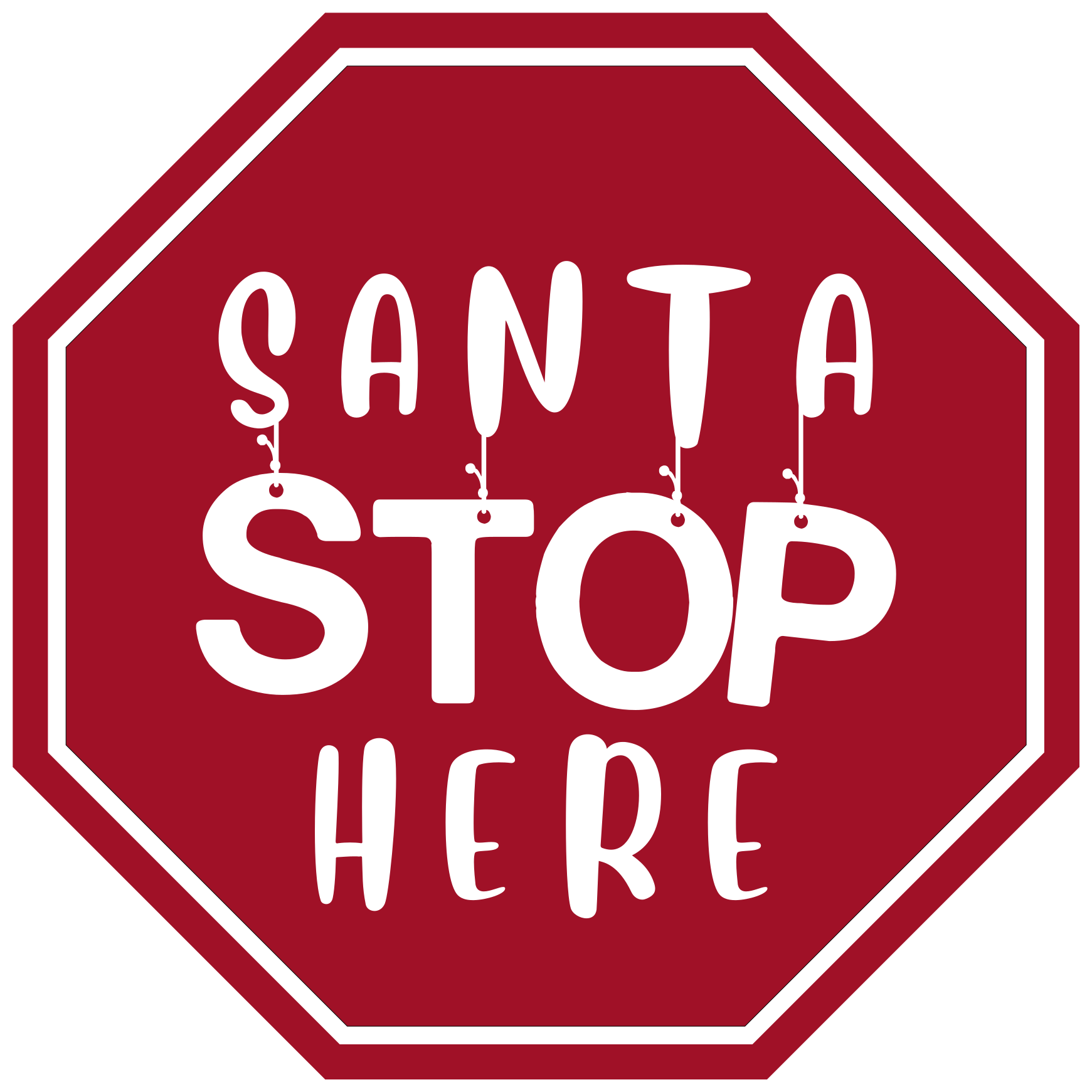 Tapis vinyle noël panneau stop du père noël - TenStickers