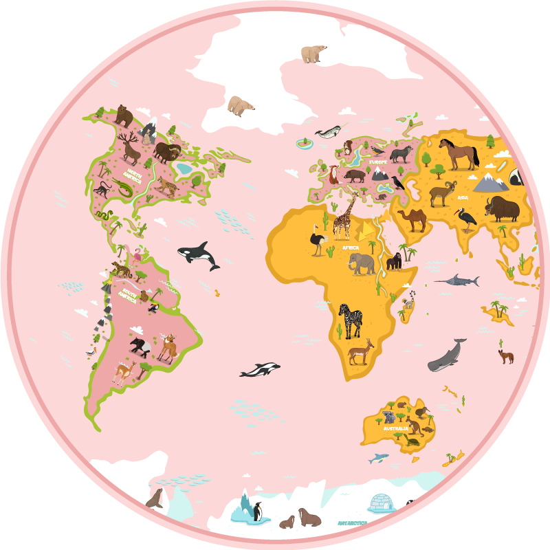 Tapis vinyle carte du monde cartographie pédagogique - TenStickers