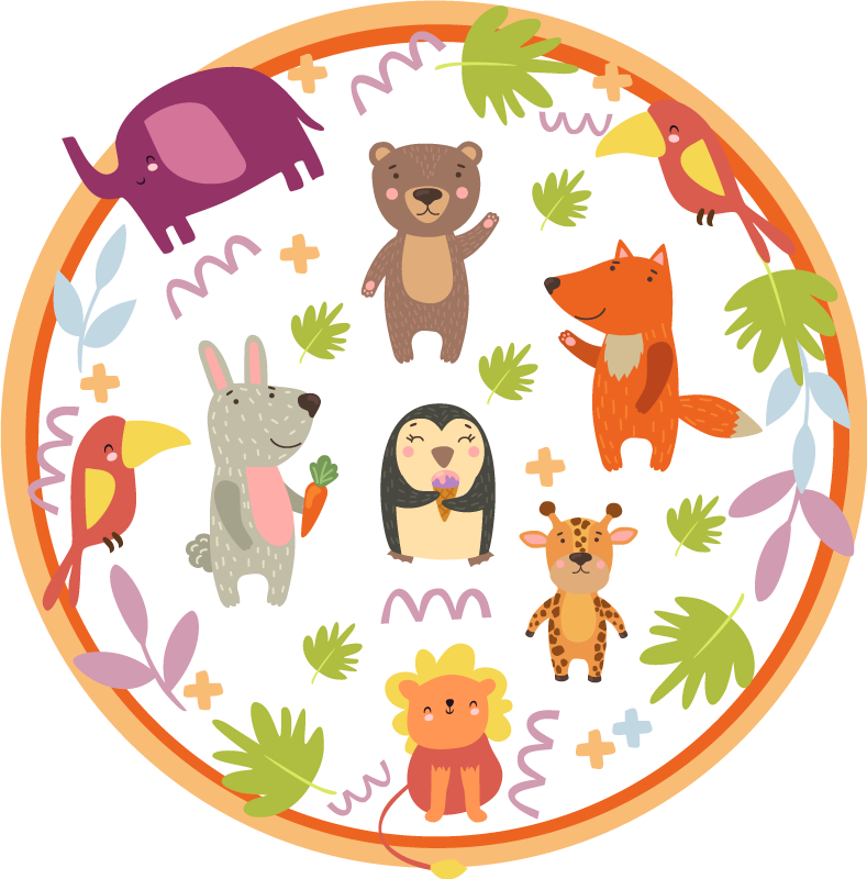 Tapis vinyle pour enfants safari circulaire dans la jungle - TenStickers