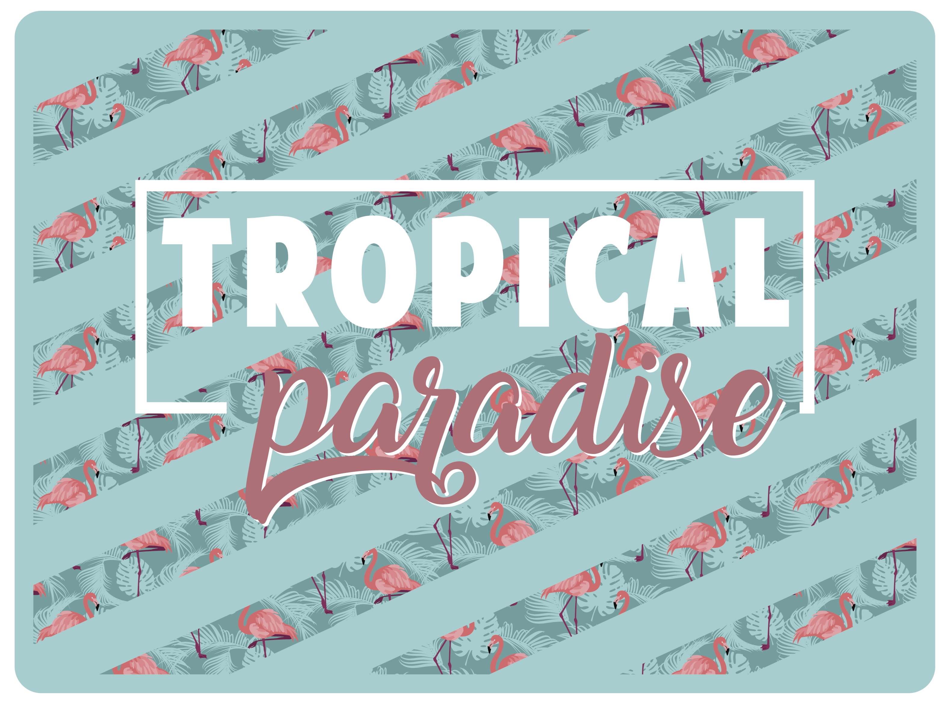Tapis vinyle animal texte de paradis tropical - TenStickers