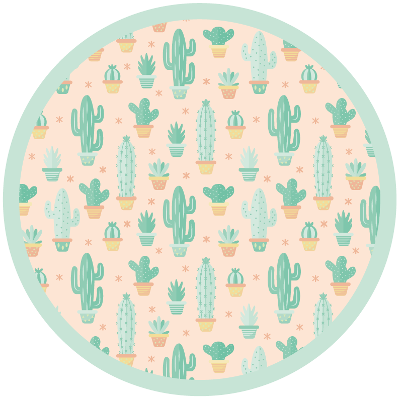 Tapis vinyle pour enfants motif circulaire de cactus - TenStickers